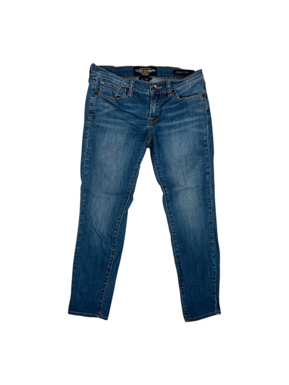 Lucky Brand Charlie Capri Jeans Womens 4 Blue Medium Wash Slim Stretch Denim